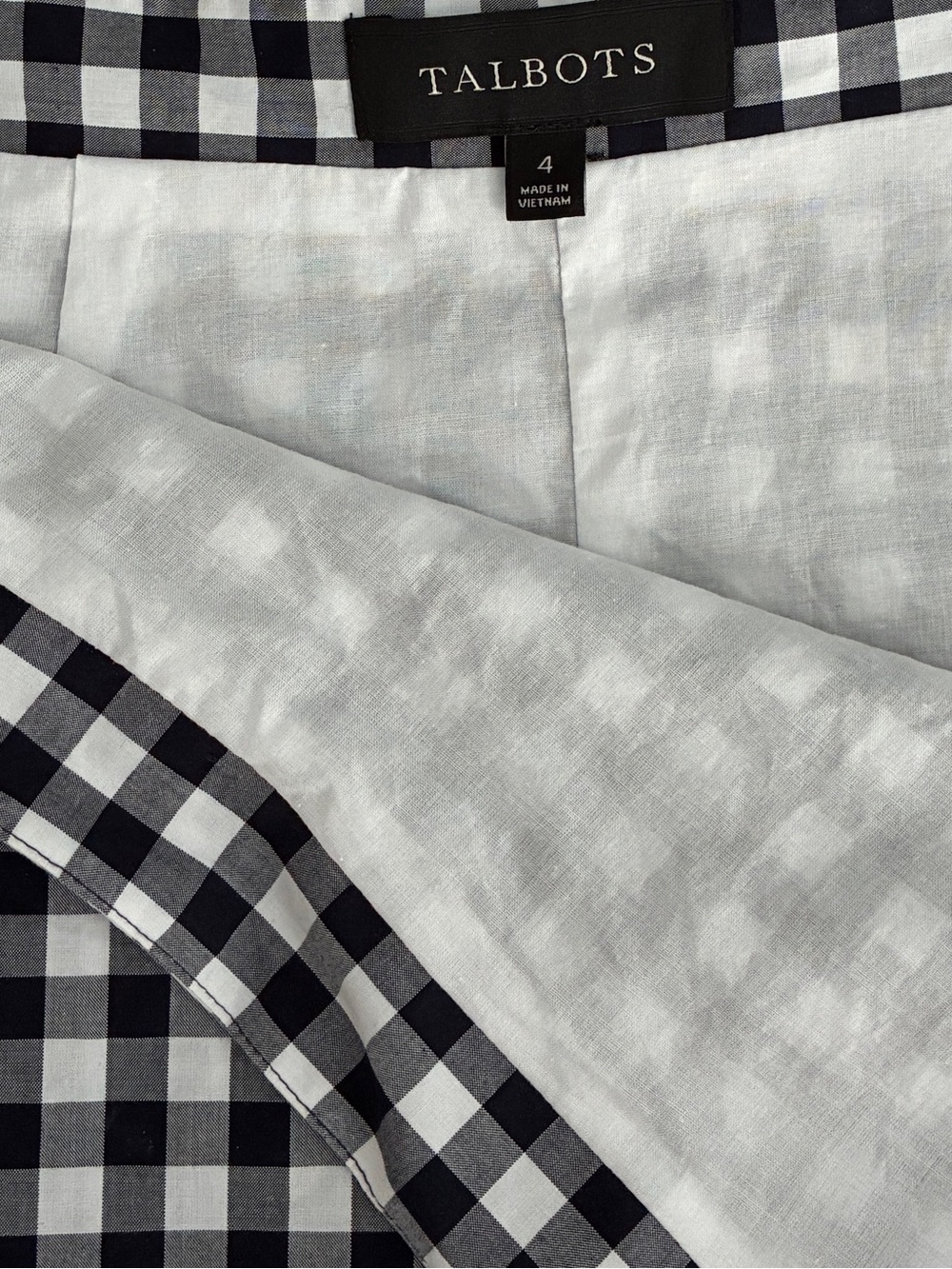 Talbots Navy & White Gingham Midi Skirt - Picture 3 of 5